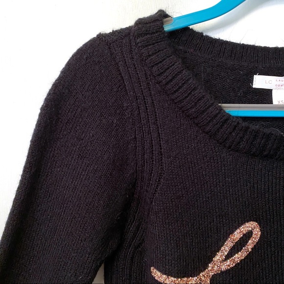 LC Lauren Conrad Glitter "Love" Script Graphic Sweater - Picture 3 of 8